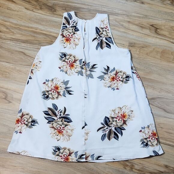 🔹️Umgee Cream Floral Print Boho Sleeveless Dress Small - Picture 3 of 12